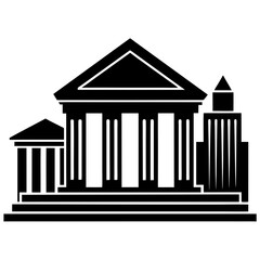 simple black vector silhouette illustration of Bank buildings