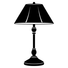 table lamp on a the table silhouette vector illustration