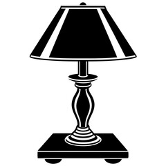 table lamp on a the table silhouette vector illustration