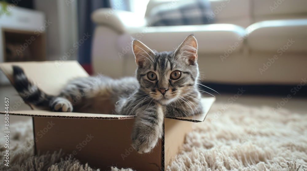 Canvas Prints the cat in the box