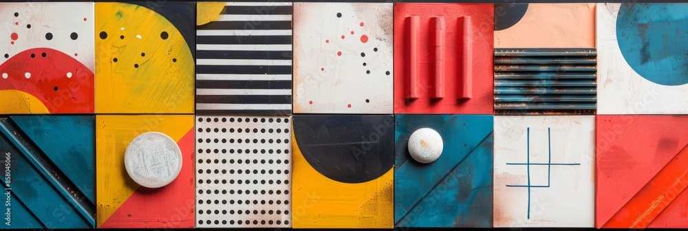 Aufkleber abstract colored geometric pattern in minimalist style