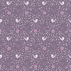 seamless pattern with flowers and birds, original elements , violet and lilac colors. Digital skrapbooking paper
file JPEG 12