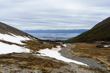 View from the road to Martial Glacier over the city of Ushuaia - Tierra de Fuego 