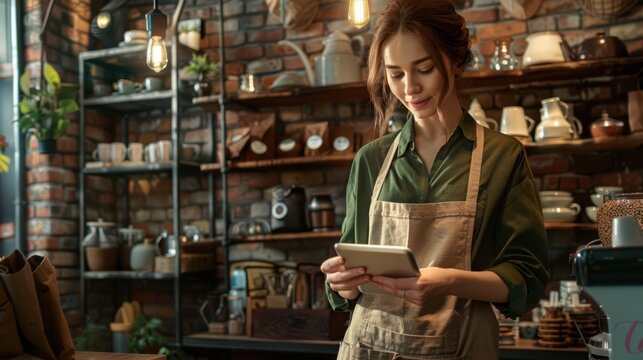 The barista with a tablet
