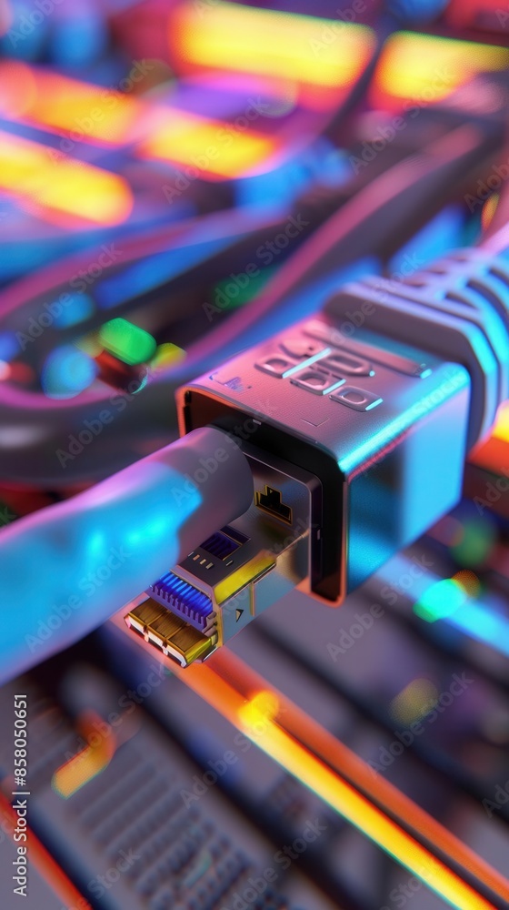 Aufkleber modern ethernet technology. high-speed wired network connection concept