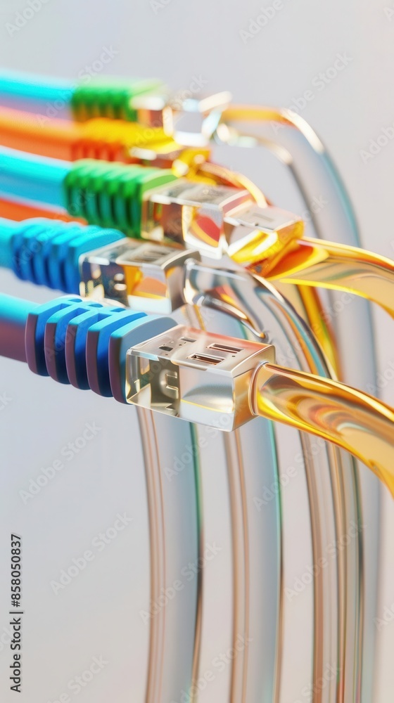 Poster connected networks. illustration of ethernet standard for wired networks