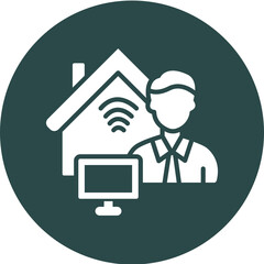Work At Home Glyph Circle Icon