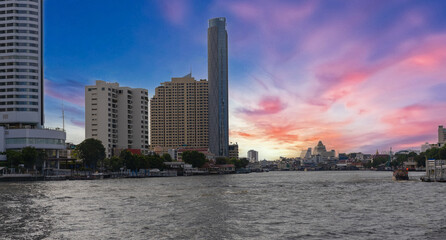 Obraz premium BKK high rise tower building residential apartments and commercial building Silom Sathon Bangkok Thailand