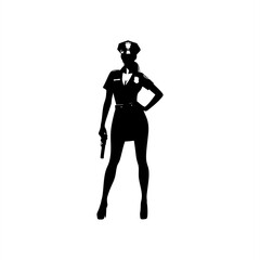 woman cop standing pose silhoutte icon logo