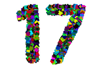 Colorful number 17 for math concept
