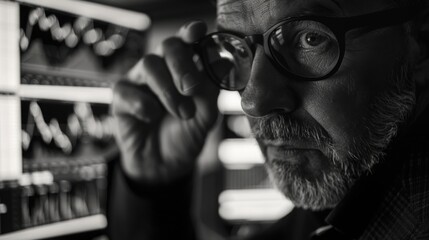 Focused Stock Trader Analyzing Market Data