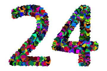 Colorful number 24 for math concept