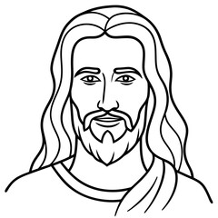 Black and white drawing of Jesus with arms 