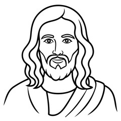Black and white drawing of Jesus with arms 