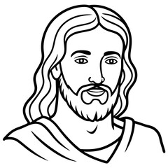 Black and white drawing of Jesus with arms 