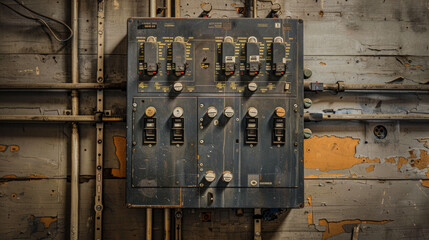 An electrical panel with switches and breakers to control the flow of electricity.