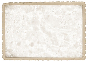Vintage photo paper frame isolated with strong dust and splatters and wet plate technique on transparent background (png image). Useful for design, vintage film effects, and backgrounds.
