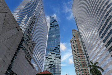 Obraz premium BKK high rise tower building residential apartments and commercial building Silom Sathon Bangkok Thailand