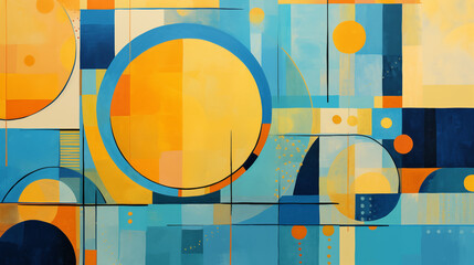 Contemporary Blue and Yellow Abstract Art