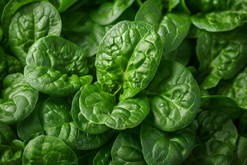 Fresh green spinach leaves close-up, perfect for healthy eating concepts, cooking, and nutritious food backgrounds.