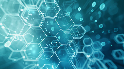 Fototapeta premium Medical illustration style, light, thin, transparent hexagonal shield coming together from 