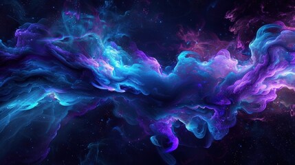 Fototapeta premium A dramatic space blue and purple vibrant galaxy with wavy tail