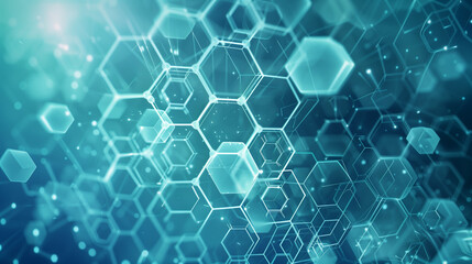 Fototapeta premium Medical illustration style, light, thin, transparent hexagonal shield coming together from 