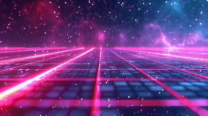 Abstract neon grid