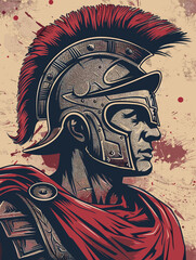 Viking warrior in helmet. Grunge background. Vector illustration.