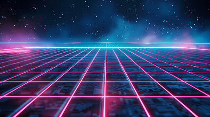 Abstract neon grid