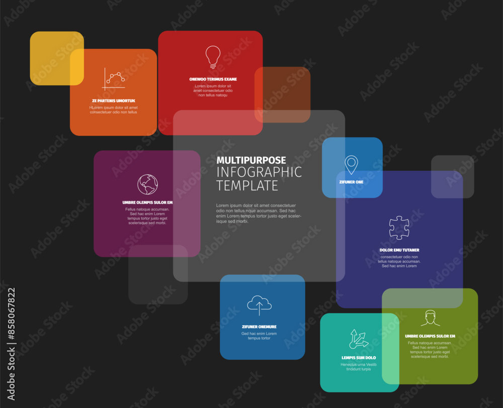 Poster simple minimalist dark infographic template with content blocks