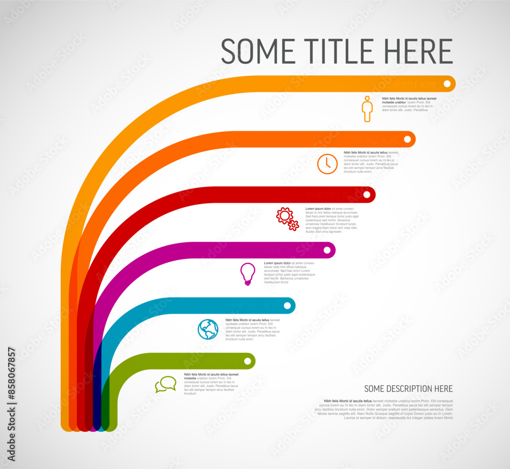 Poster simple infographic with title and six smaller element option items