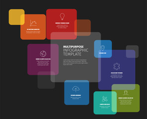 Simple minimalist dark infographic template with content blocks
