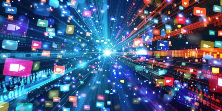 Modern Technology Integration. Illustration of digital media and content creation