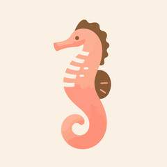 illustration of seahorse. clip art of seahorse cartoon. vector flat