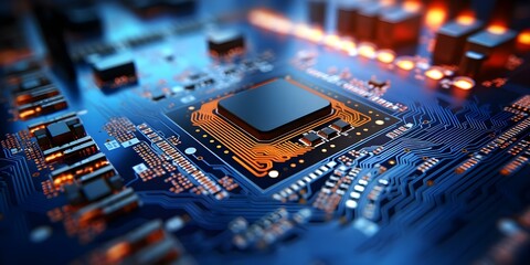 Exploring the intricacies of electronic circuit board components a symbol of industrial technology and connectivity. Concept Electronic Circuit Boards, Industrial Technology, Connectivity