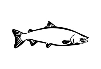 Salmon fish silhouette - cut out vector icon  Vector illustration.