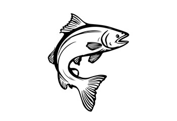 Salmon fish silhouette - cut out vector icon  Vector illustration.