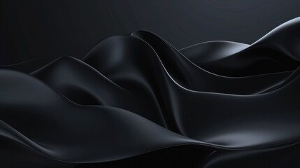 Obraz premium Abstract composition of flowing black silk fabric with smooth, elegant curves creating a dark and luxurious atmosphere.