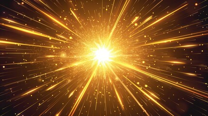 Naklejka premium Abstract bright yellow starburst with a lot of gold sparkles background