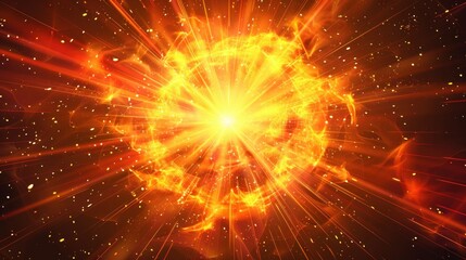 Obraz premium Abstract bright yellow starburst with a lot of gold sparkles background