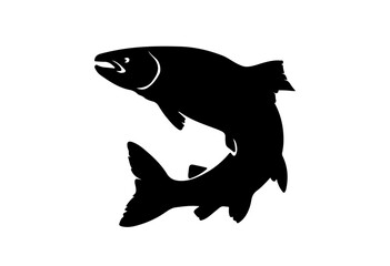 Salmon fish silhouette - cut out vector icon  Vector illustration.