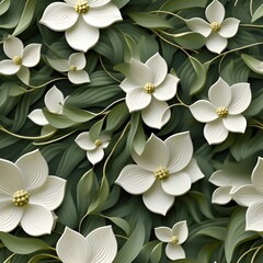 Seamless 3d felted floral pattern