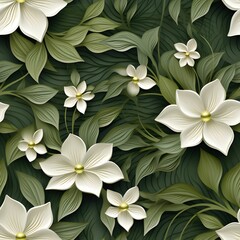 Seamless 3d felted floral pattern