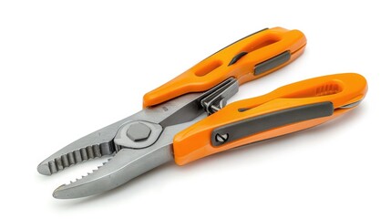 Fototapeta premium Orange and gray pliers isolated on white background