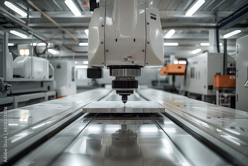 Leinwandbilder CNC program. CNC milling machine at work in metalworking industry. Generative AI.
