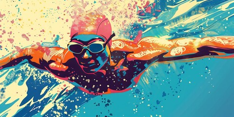 Professional Swimmer Underwater Close-Up