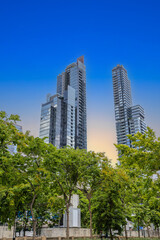 Obraz premium BKK high rise tower building residential apartments and commercial building Silom Sathon Bangkok Thailand