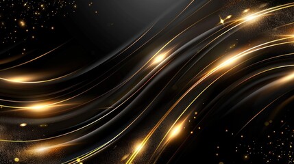 Fototapeta premium Abstract black and gold wave with a lot of sparkles background