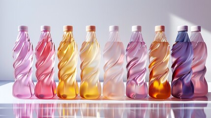 stylish electrolyte drink bottles with a sleek, modern design, arranged elegantly, represent a trendy hydration concept